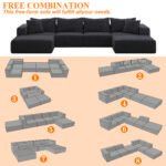Oversized Sponge Cloud Sofa,Modern Upholstered Sectional Sofa Couch Set,Modular 162 L Shaped Sectional Living Room Sofa Set With 6 Pillows,Free Combination Sofa Couch For Living Room,Bedroom - Image 2