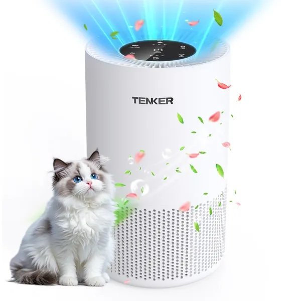 4b8818a1-7f95-4536-bad8-071ad34bdf0e.jpg TENKER AP-6980 Air Purifier White US 1300ft² Large Rooms H13 Heap 3-Stage Filtration 3 Speeds 3 Timer W/Light Air Cleaner Machine - Image 1