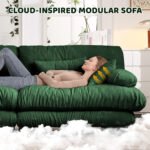 3-Seater Sectional Sofa Modular Deep Seat Sofa Couch , Chenille Sofa Soft Comfy Upholstered Furniture For Living Room, Apartment, Studio, Office,Chenille,Green - Image 5