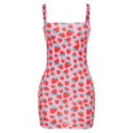 Foreign Trade Hot Style Spring And Summer t Ins Net Red Hot Style Fashion Digital Printing Sling High Waist Dress - Image 6