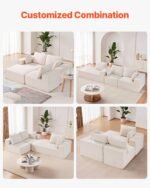 Modular Sectional Sofa, L Shaped Modular Sofa With Chaise, Cloud Sectional Couch With High Rebound Sponge And Density, Upholstered Corduroy Couch With Cushion For Living Room, Apartment, Beige - Image 3