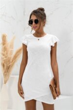Ruffled Short-sleeved Cross Dress