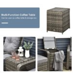 3 Piece Patio Furniture, PE Wicker Storage Table & Chairs, Gray - Image 4