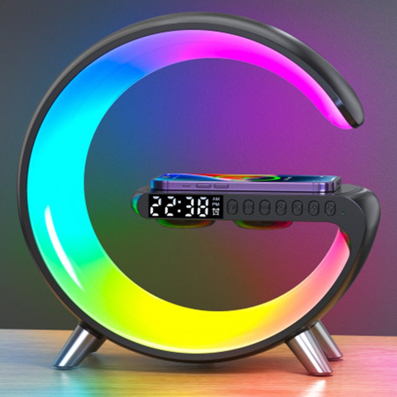 5651039d-38e6-4851-aaef-38be1445e4a4.jpg New Intelligent G Shaped LED Lamp Bluetooth Speake Wireless Charger Atmosphere Lamp App Control For Bedroom Home Decor - Image 1