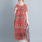 Literary Retro Loose Print Ethnic Style Dress For Women - Image 5