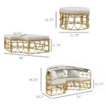 Patio Furniture Set, Round Outdoor Daybed with Retractable Canopy, Hollow Wicker PE Rattan Sectional Sofa with Washable Couch Cushions for Pool, Lawn, Cream White - Image 3