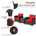3 Pieces Rattan Patio Furniture Set With Washable Cushion - Image 2