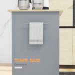 Rolling Kitchen Island Cart, Portable Serving Trolley Table with Drawer, Adjustable Shelf and 2 Towel Racks, Grey - Image 8
