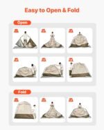 Camping Shower Tent, 2-Room Foldable Privacy Tent Changing Room With Ground Stakes, Ropes, Carry Bag, And Crossbar, 150D Oxford Fabric With Silver Coating, For Camping, Beach, And Fishing - Image 3