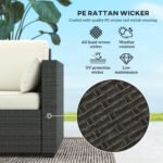 Patio Couch PE Wicker Deep Seating Outdoor Sofa With Removable Cushions, 3 Seater Rattan Sofa, Outdoor Furniture For Balcony, Deck, Garden And Poolside, Cream White - Image 4