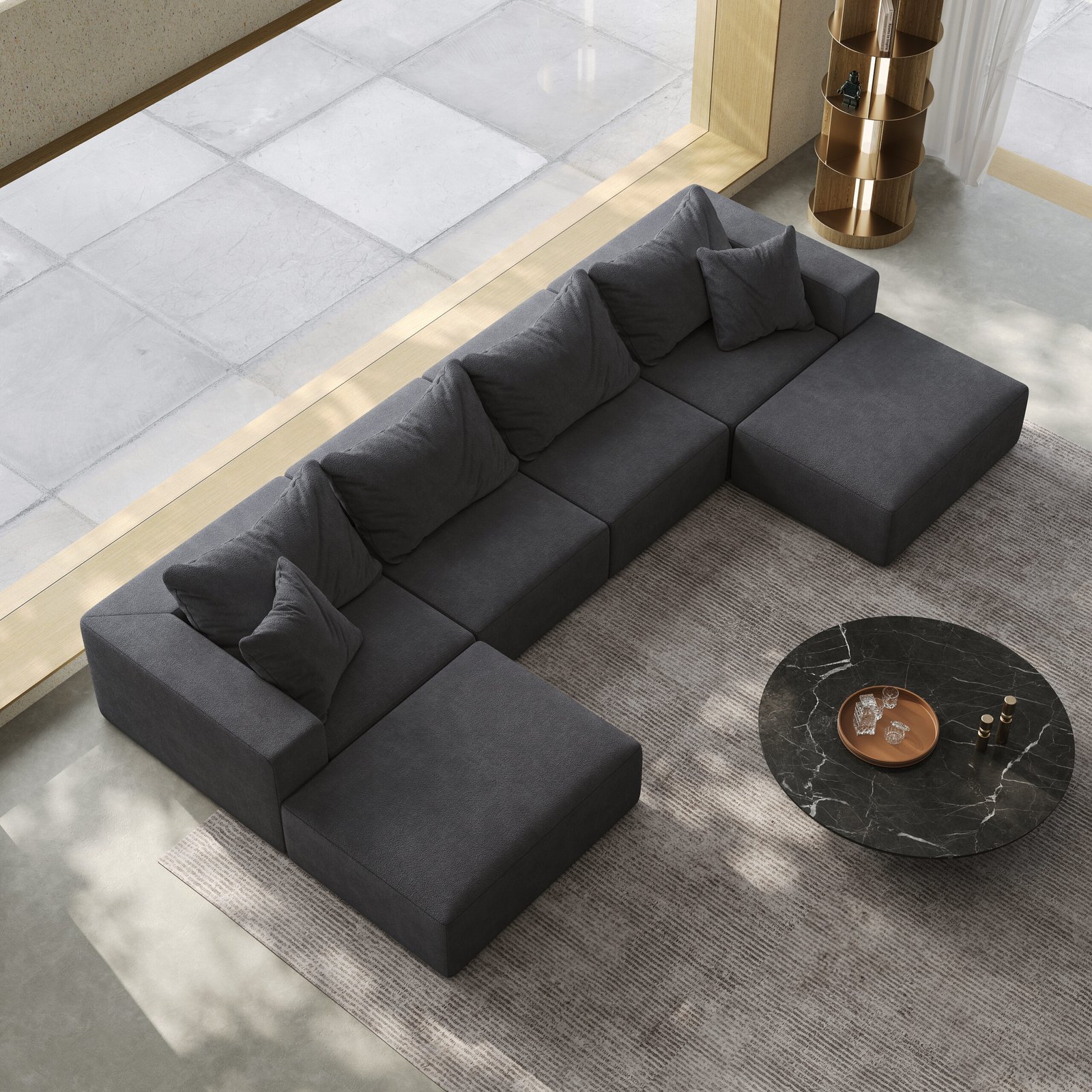 6015e8b1-c794-4208-9d23-6d7e2512f3d9.jpg Oversized Sponge Cloud Sofa,Modern Upholstered Sectional Sofa Couch Set,Modular 162 L Shaped Sectional Living Room Sofa Set With 6 Pillows,Free Combination Sofa Couch For Living Room,Bedroom - Image 1