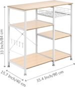 White Oak Kitchen Storage Cart Workstation Shelf, Coffee Bar, for Kitchen, Dining Room Storage Shelf for Spices Pots Pans, Home Coffee Bar Rack for Kitchen 35.4" L x 15.7" W x 33" H - Image 3