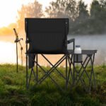 Oversized Camping Chair With Side Table And 2 Storage Pockets PU Coated Oxford Cloth For Camping, RV Trip Or Family Travel - Image 5