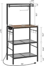 Bakers Rack with Storage, Microwave Stand with Paper Holder, Bakers Rack with Power Outlet, Coffee Bar Station with 6 Hooks - Image 2
