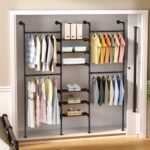 Industrial Pipe Clothing Racks, Wall Mounted Clothing Rack,Heavy Duty Garment Rack Closet Wardrobe Rack With Shelves,Closet Clothes Rack,Walk-in Pipe Closet System