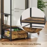 Mini Fridge Stand with Movable Drawer, Microwave Stand with Power Outlet, Mini Fridge Shelf with Adjustable Shelves, Kitchen Bakers Rack for Dorm, Dining Room, Home, Rustic Brown HB05UBR - Image 4