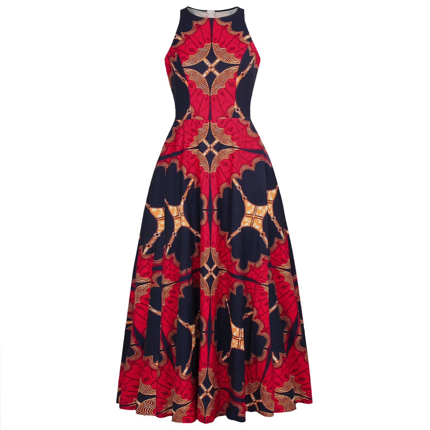61eda160-321a-4f32-be7f-35adf73c8f1a.jpg Digital Printing Women's Round Neck Sleeveless Dress - Image 1