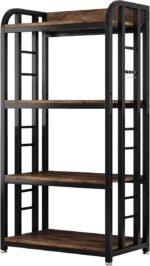 4 Tier Microwave Stand, Large Bakers Racks for Kitchens, Height Adjustablebakers