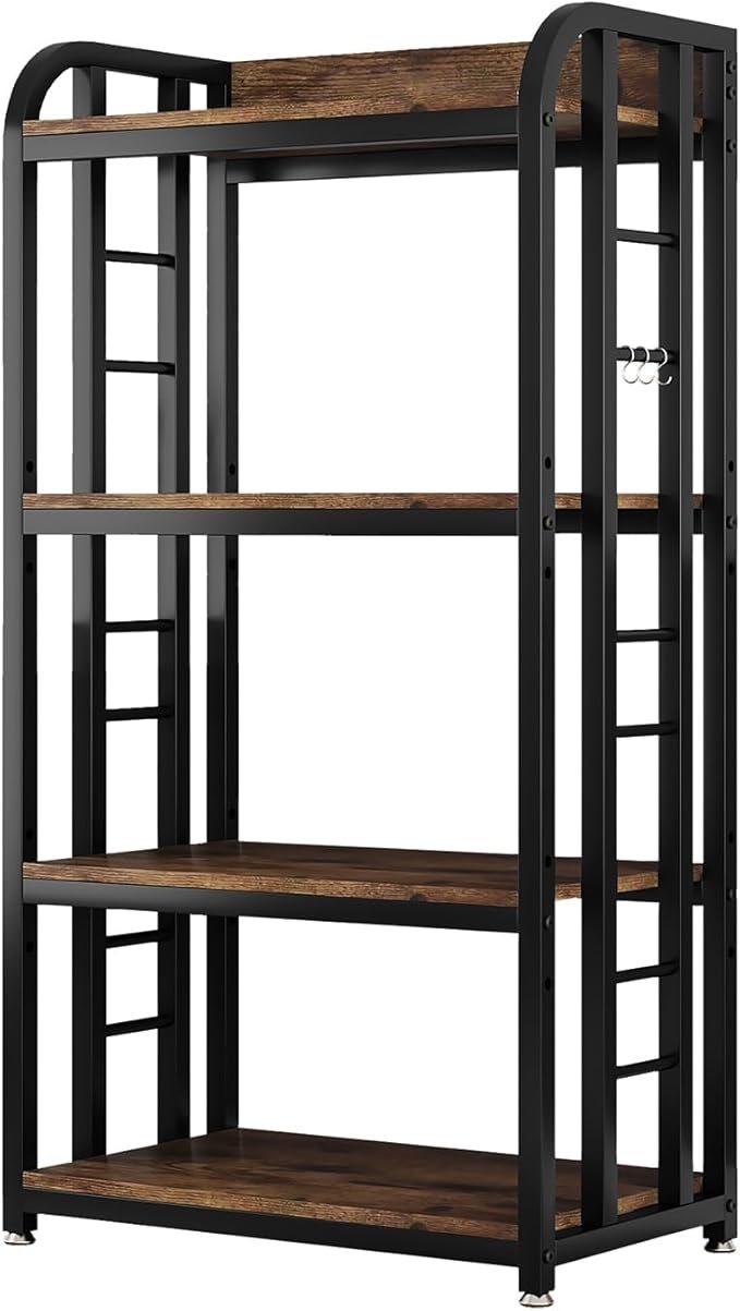61gA+polZOL._AC_SX679_ 4 Tier Microwave Stand, Large Bakers Racks for Kitchens, Height Adjustablebakers - Image 1