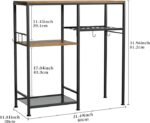 Consumest Microwave Stand, Adjustable Coffee Bar Cabinet, Multifunctional Pan Organizer with 6 Hooks and 3 Shelves, Bakers Rack for Shovel, Pots, Fruits, Vegetables, Brown&Black - Image 2