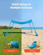 Beach Tent Sun Shelter, UPF50+ Sun Protection, 6.6 Ft Tall, 10x10 Ft, Easy Pop Up Beach Canopy With 4 Sandbags, Stability Poles, Sand Shovels, Portable Shade For Family Outings, Camping, Fishing - Image 4