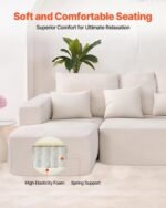 Modular Sectional Sofa, L Shaped Modular Sofa With Chaise, Cloud Sectional Couch With High Rebound Sponge And Density, Upholstered Corduroy Couch With Cushion For Living Room, Apartment, Beige - Image 4