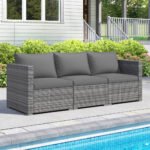 3 Pieces Patio Sectional Sofa Set PE Rattan Modular Couch Furniture Set With Soft Cushions Accommodates Up To 400 Lbs For The Patio, Garden, Poolside And More - Image 10