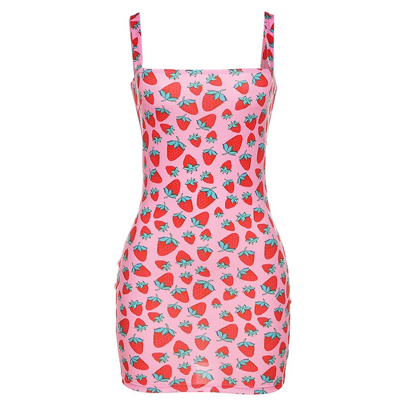6abc7978-edaa-4141-85d3-c438f90e6897.jpg Foreign Trade Hot Style Spring And Summer t Ins Net Red Hot Style Fashion Digital Printing Sling High Waist Dress - Image 1