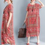 Literary Retro Loose Print Ethnic Style Dress For Women