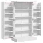 Freestanding Kitchen Pantry, Kitchen Storage Cabinet with 5-Tier Shelf, 12 Spice Racks, Adjustable Shelves, White - Image 7
