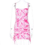 European And American  Personality Fashion Drawstring Sling Dress Women Autumn And Winter Print