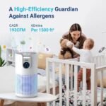 TENKER M03 Air Purifier White For Home Large Room HEPA Air Purifier For Bedroom Pets Kitchen, Air Filter Cleaner For Smoke Pollen Dust Dander Odor - Image 3
