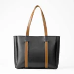 Elegant Black & Brown Leather Tote Bag - Image 2