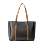 Elegant Black & Brown Leather Tote Bag