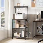 Bakers Rack with Storage, Microwave Stand with Paper Holder, Bakers Rack with Power Outlet, Coffee Bar Station with 6 Hooks - Image 3