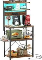 Aheaplus Bakers Rack with Power Outlet, Microwave Stand