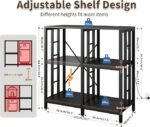 Adjustable Kitchen Bakers Rack with Power Outlet,4-Tier Microwave Stand Kitchen Cart,Mini Fridge Stand with Storage,Bar Cabinet,Suitable for Office,Coffee Bar,Living Room,Patio, Black - Image 3