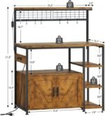 TVU Bakers Rack with Power Outlet and LED Light, Microwave Stand with Storage - Image 2