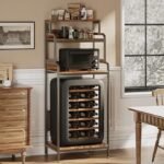COCOLUCKY 4-Tier Mini Fridge Stand with Storage,Mini Fridge Cabinet,Mini Fridge and Microwave Stand,Bakers Rack,Microwave Oven Stand with Storage,Mini Fridge Shelf for Home Office Dorm (Vintage Brown)
