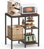 Kitchen Microwave Stand,4-Tier Adjustable Bakers Rack, Microwave Cart with Storage, Small Coffee Bar Table Appliance Shelf for Living Room,Office,Rustic Brown