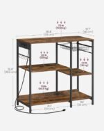 Baker's Rack, Coffee Bar Stand with Charging Station, 35.6 Inches Tall, Storage Shelves, Pull-Out Wire Basket, Table for Microwave - Image 2