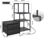 Mini Fridge Stand with Storage, Microwave and mini Fridge Stand with Power Outlet, Coffee Bar,Kitchen Baker,for Dorm,Office(Black) - Image 3