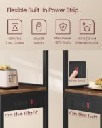 VASAGLE Kitchen Bakers Rack with Power Outlet, Coffee Bar 4-Tier with 8 S Hooks, Microwave Stand - Image 3