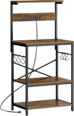 SUPERJARE Kitchen Bakers Rack with Power Outlet, Coffee Bar Table 4 Tiers, Kitchen Microwave