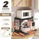 Microwave Rack - Height Adjustable & Extendable Kitchen Shelf with Drawer - Image 2