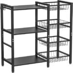 Hastatii Storage Rack Kitchen Baker's Rack - 3 Tiers 4 Baskets,