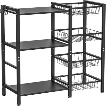 Hastatii Storage Rack Kitchen Baker's Rack - 3 Tiers 4 Baskets,