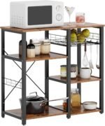 3-Tier Kitchen Baker's Rack Utility Microwave Oven Stand Storage Cart Workstation Shelf, Rustic Brown W5s-FG
