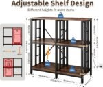 METYERRY Adjustable Kitchen Bakers Rack with Power Outlet,4-Tier Microwave Stand Kitchen Cart,Mini Fridge Stand with Storage,Bar Cabinet,Suitable for Office,Coffee Bar,Living Room,Patio,Rustic Brown - Image 2