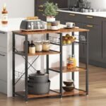 3-Tier Kitchen Baker's Rack Utility Microwave Oven Stand Storage Cart Workstation Shelf, Rustic Brown W5s-FG - Image 2